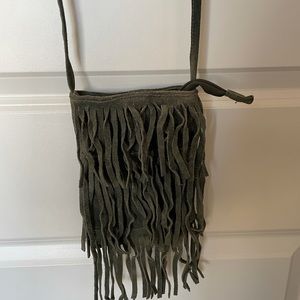 Green suede crossbody bag
